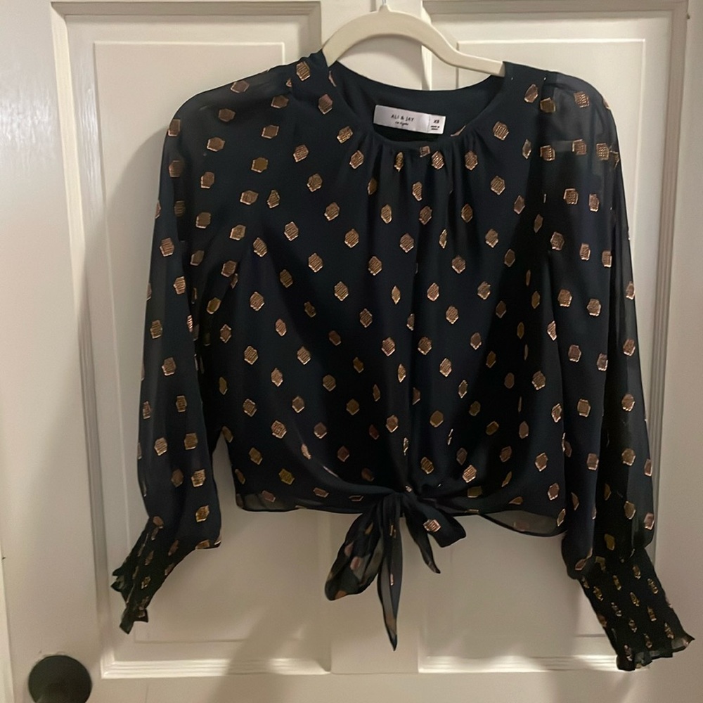 Ali and Jay blue and gold blouse and skirt set size XS